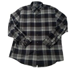 Pendleton Mason Large Black Gray Plaid Flannel Long Sleeve Button Down Shirt